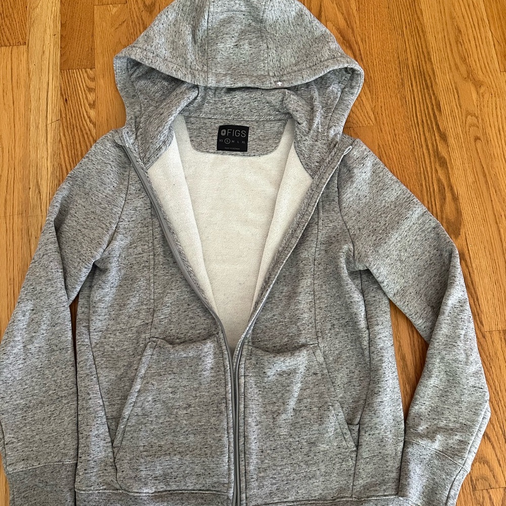 Figs Women's Heather Gray Zip Hoodie Jacket